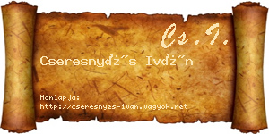 Cseresnyés Iván névjegykártya